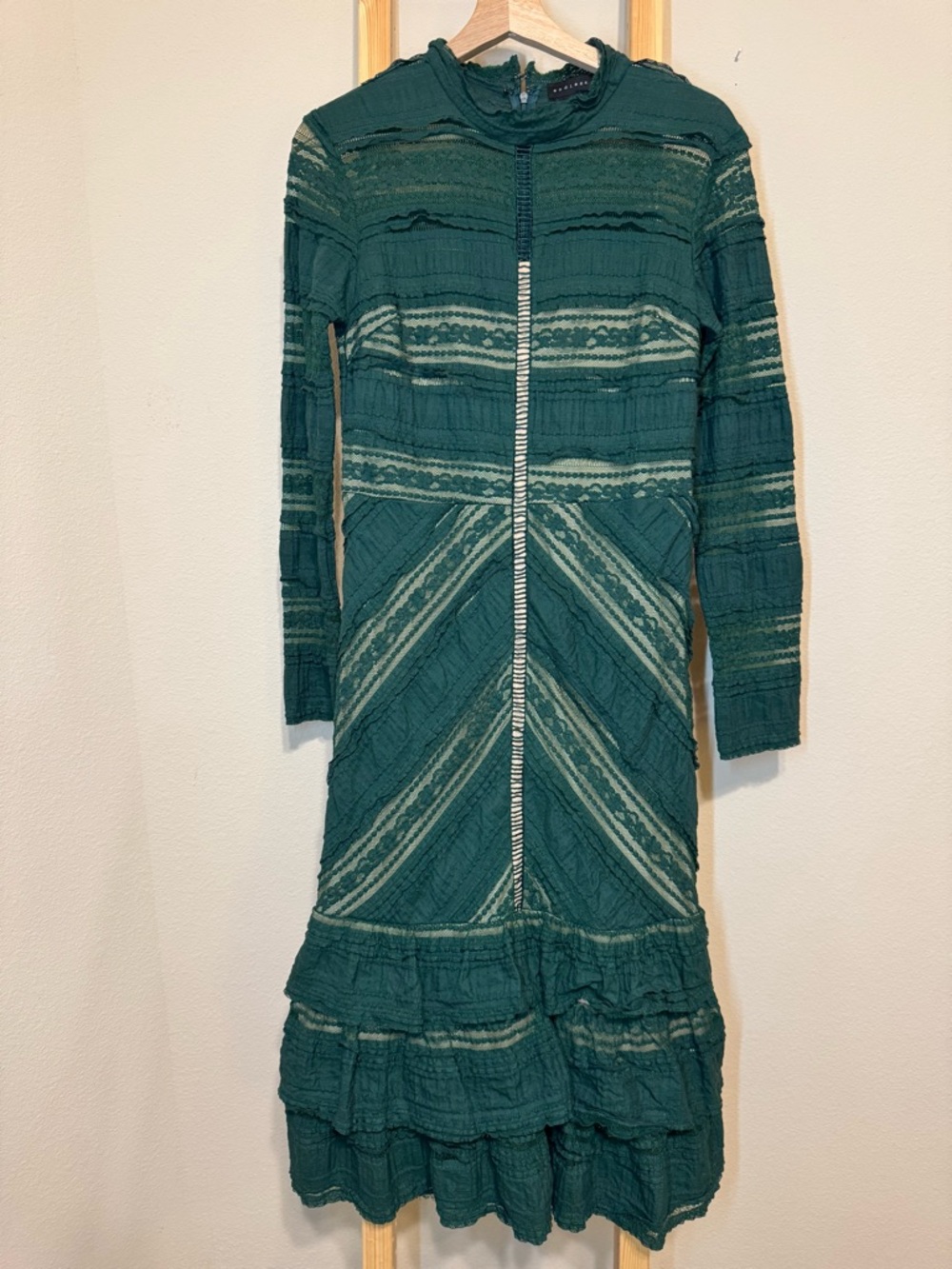 Endless Rose Teal Textured Long-Sleeve Midi Dress